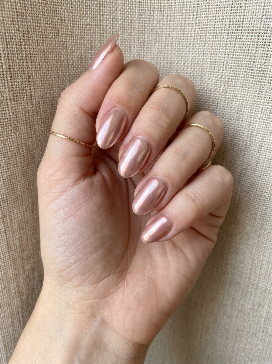 Rose Gold Chrome Nails mit edlem Chrome-Schimmer für den Herbst 2026